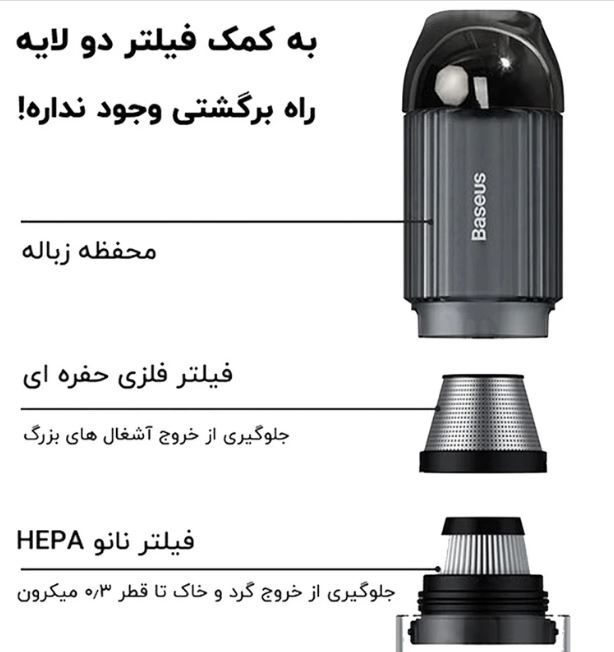 جارو شارژی خودرو باسئوس مدل A3 Car Vacuum Cleaner Lite 